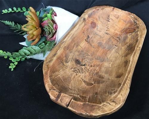 Wood Bowl - Small Dark Wood Bowl, Rustic Farmhouse Table Decor, Carved Wood Bread Bowl L, by The Old Grainery (bread, brea...