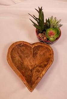 Dough Bowls - Mini Wooden Heart Bread Dough Bowl, Rustic French Country Carved Centerpiece A1, by The Old Grainery (bread...