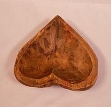Mini Wooden Heart Bread Dough Bowl, Rustic French Country Carved Centerpiece A1,