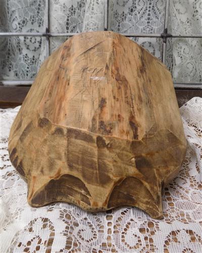 Dark Wood Bowl, Rustic Farmhouse Table Decor, Mini Carved Wooden Bread Bowl A10,