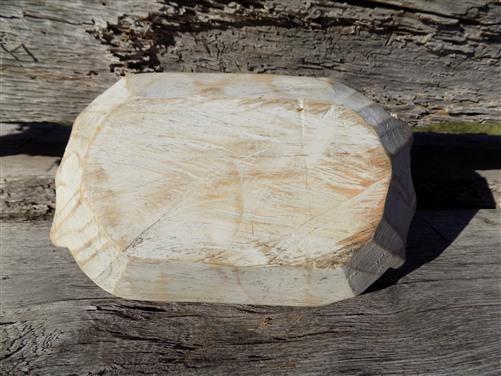 White Wood Bowl, Rustic Farmhouse Table Decor, Mini Carved Wood Bread Bowl F,