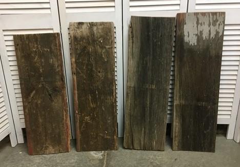 Lumber - 4 Barn Wood Reclaimed Planks, Wall Siding Boards, Lumber Floating Shelf W by The Old Grainery (accent wall, Barn...