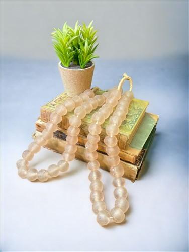 2 Strand Pale Pink Beads, African Recycled Glass Beads, Eco Friendly Sea Glass,