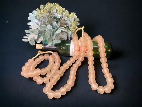 3 Strands Pale Pink Beads, African Recycled Glass Beads, Eco Friendly Sea Glass,
