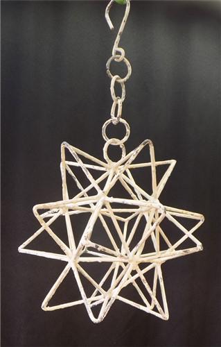 Small Geometric Metal Star, Starburst Sphere Sculpture, Hanging Star Art A