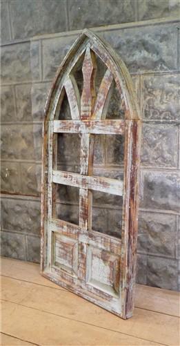 Blue Arched French Country Distressed Window Frame, Architectural Decor,