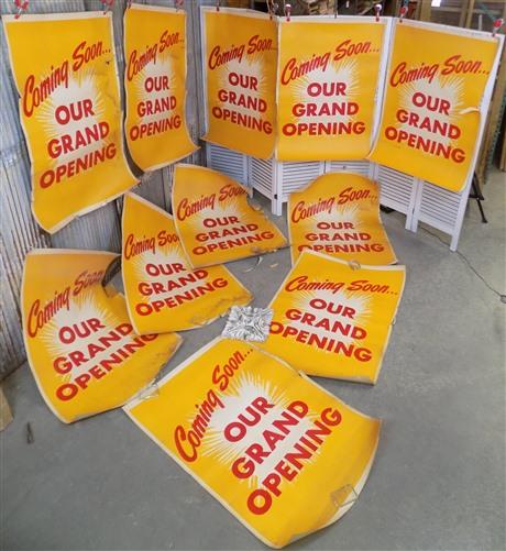 1961 Shell Gas Station Pump Signs, Vintage Advertising Litho Lot, Grand Opening
