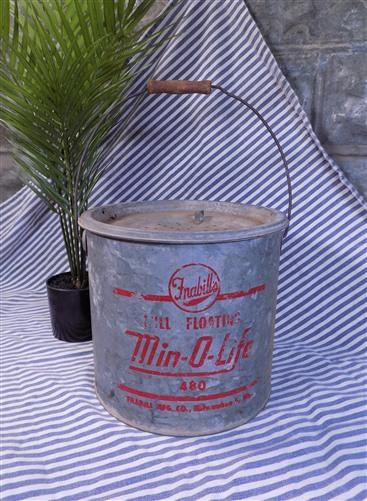 Bucket - Frabills Min-O-Life Floating Minnow Bucket Model 480, Vintage Galvanized Bucket, by The Old Grainery (Cabin Decor...