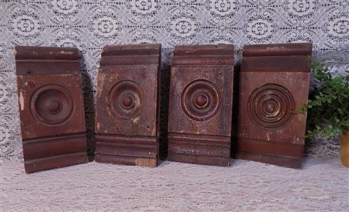 Plinth Block - 4 Plinth Blocks, Antique Bullseye Rosettes, Architectural Salvage, Wood Trim A74 by The Old Grainery (Archi...