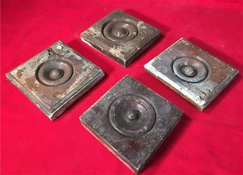 Plinth Block - 4 Plinth Blocks, Antique Bullseye Rosettes, Architectural Salvage, Wood Trim A88 by The Old Grainery (accen...