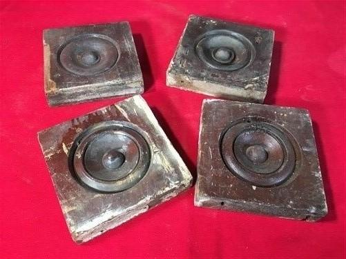 Plinth Block - 4 Plinth Blocks, Antique Bullseye Rosettes, Architectural Salvage, Wood Trim A89 by The Old Grainery (accen...