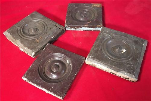 Plinth Block - 4 Plinth Blocks, Antique Bullseye Rosettes, Architectural Salvage, Wood Trim A91 by The Old Grainery (accen...