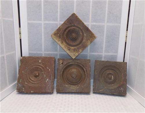 Wood Tim - 4 Plinth Blocks, Antique Bullseye Rosettes, Architectural Salvage, Wood Trim A98 by The Old Grainery (4, Antiqu...