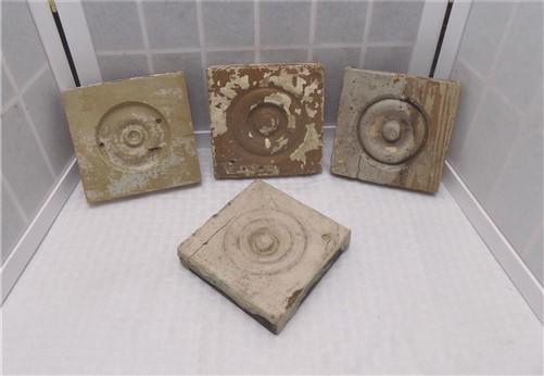 Wood Tim - 4 Plinth Blocks, Antique Bullseye Rosettes, Architectural Salvage, Wood Trim A99 by The Old Grainery (4, Antiqu...