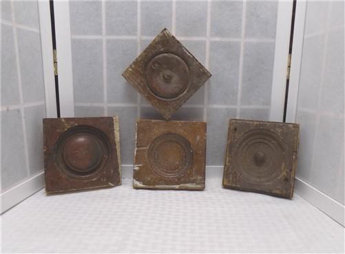 Wood Tim - 4 Plinth Blocks, Antique Bullseye Rosettes, Architectural Salvage, Wood Trim B10 by The Old Grainery (4, Antiqu...
