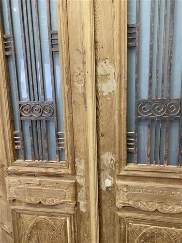 Antique French Double Doors (42.5x99) Wood Iron Doors, European Doors D106