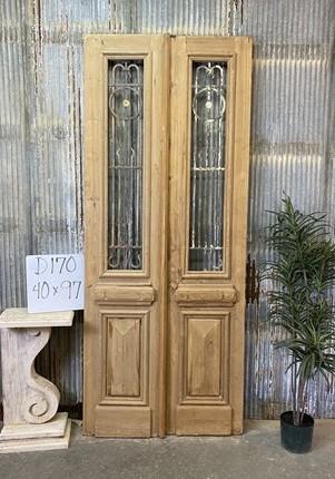 Antique French Double Doors (40x97) Wood Iron Doors, European Doors D170