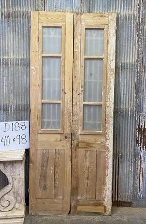 Antique French Double Doors (40x98) Wood Iron Doors, European Doors D188