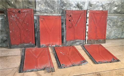 Shingle tiles - 7 Tin Roofing Shingle Tiles, Decorative Panels, Backsplash, Reclaimed Tin W, by The Old Grainery (Architec...