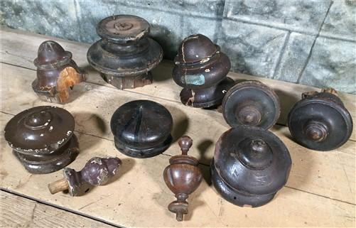 Finial - Wood Finials, Wood Furniture Parts, Architectural Salvage, Vintage Reclaimed F, by The Old Grainery (10, Brown, d...