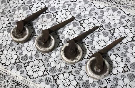 4 porcelain caster wheels - 4 Porcelain Caster Wheels Antique Furniture Roller Dresser Desk Industrial A1 by The Old Grain...