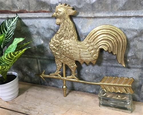 Weathervane - Strutting Rooster on Weathervane, Brass Wall Mount Chicken Country Decor Vintage by The Old Grainery (arrow,...