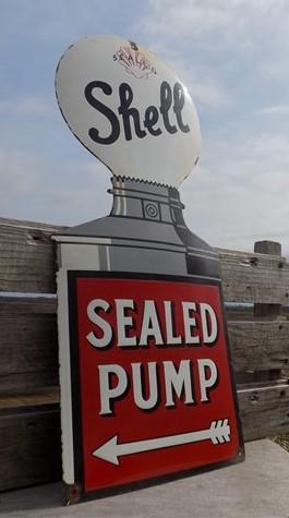 Signs - Shell Sealed Pump Sign, Shell Porcelain Metal Advertising, Gas Station Oil B by The Old Grainery (advertising, adv...