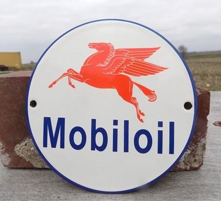 Signs - Mobiloil Sign, Metal Porcelain, Advertising Sign, Pegasus Sign, Gas Station Sign by The Old Grainery (advertising,...