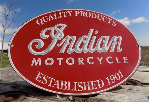 1901 Indian Motorcycle Sign, Metal Porcelain Advertising Sign, Motorcycle Sign