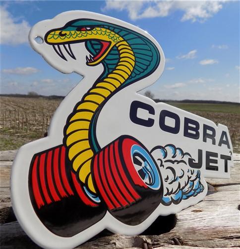 Signs - Cobra Jet Sign, Metal Porcelain Sign, Advertising Sign, Ford Mustang Sign by The Old Grainery (advertising, advert...