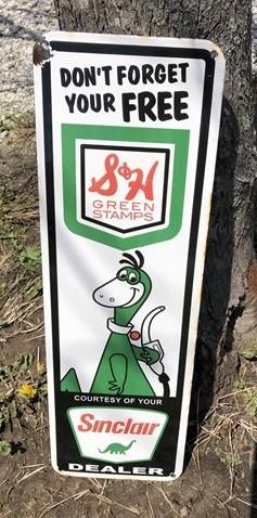 Sinclair S&H Green Stamps Sign, Porcelain Sign, Advertising Sign, Gas Sign