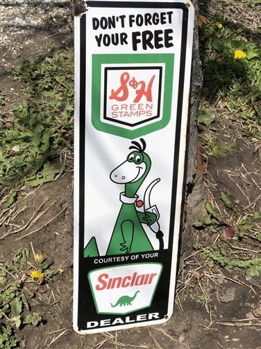 Sinclair S&H Green Stamps Sign, Porcelain Sign, Advertising Sign, Gas Sign