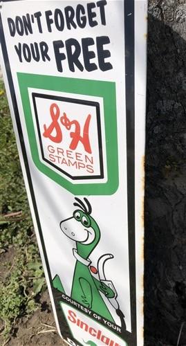 Sinclair S&H Green Stamps Sign, Porcelain Sign, Advertising Sign, Gas Sign