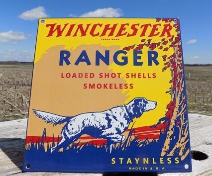 Signs - Winchester Ranger Shot Shells Sign, Metal Porcelain Advertising, Staynless Sign by The Old Grainery (advertising,...