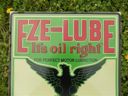 Eze Oil Lube Sign, Tin Advertising Sign, American Oil Sign, Gasoline & Oil Sign