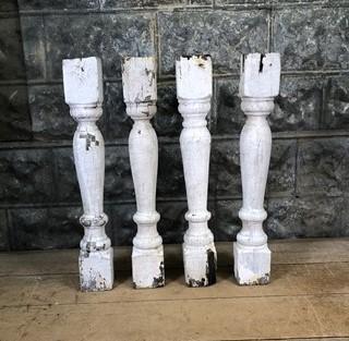 4 Balusters White Wood Architectural Salvage Spindles Porch Post House Trim A49
