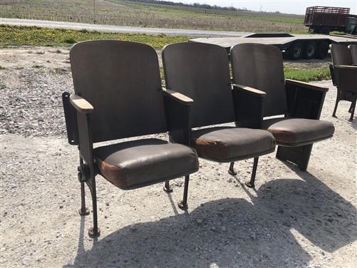 Theater Seats - 3 Padded Folding Theater Seats, Auditorium Theatre Seat, Entryway Bench C20 by The Old Grainery (art deco,...