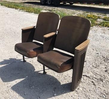 Theater Seats - 2 Padded Folding Theater Seats, Auditorium Theatre Seat, Entryway Bench B29 by The Old Grainery (art deco,...