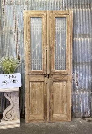 Antique French Double Doors (38x90.75) Wood Iron Doors, European Doors D196