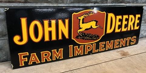 John Deere Sign - John Deere Farm Implements Sign, Metal Porcelain Sign, John Deere Advertising F by The Old Grainery (adv...