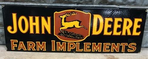 John Deere Sign - John Deere Farm Implements Sign, Metal Porcelain Sign, John Deere Advertising F by The Old Grainery (adv...