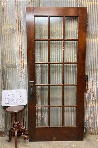 15 Pane Glass Door (38x88), Vintage American Door, Architectural Salvage, A3