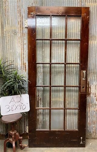 15 Pane Glass Door (38x90), Vintage American Door, Architectural Salvage, A2