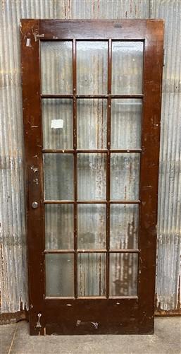 15 Pane Glass Door (38x90), Vintage American Door, Architectural Salvage, A10