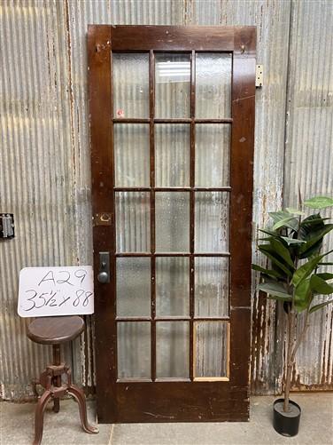 15 Pane Glass Door (35.5X88), Vintage American Door, Architectural Salvage, A29