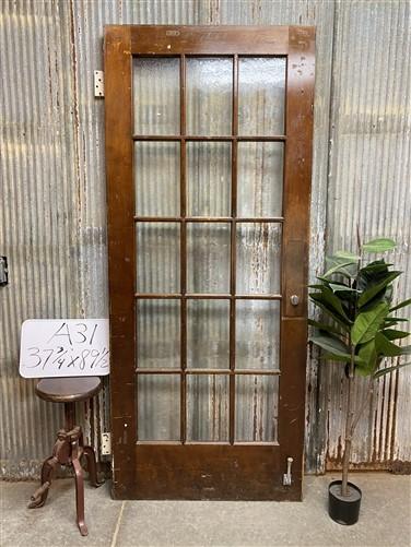 15 Pane Glass Door (37.75X89.5) Vintage American Door, Architectural Salvage A31