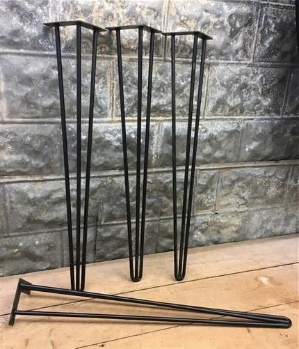 table legs - 4 Hairpin Metal Table Legs, Mid Century Danish Modern, Industrial Vintage l, by The Old Grainery (Black, craf...