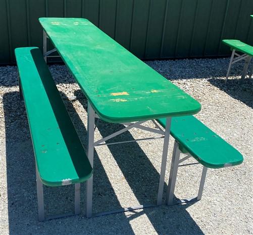 Wood Vintage German Beer Garden Table and Benches, Oktoberfest Picnic Table G48