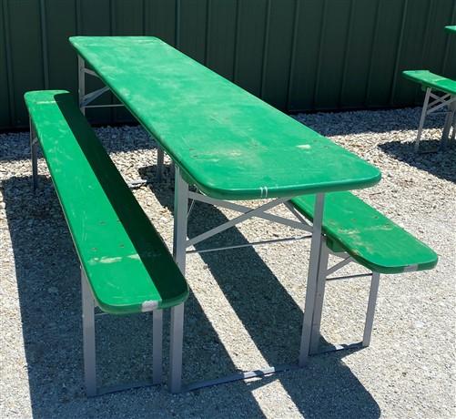 Wood Vintage German Beer Garden Table and Benches, Oktoberfest Picnic Table G49