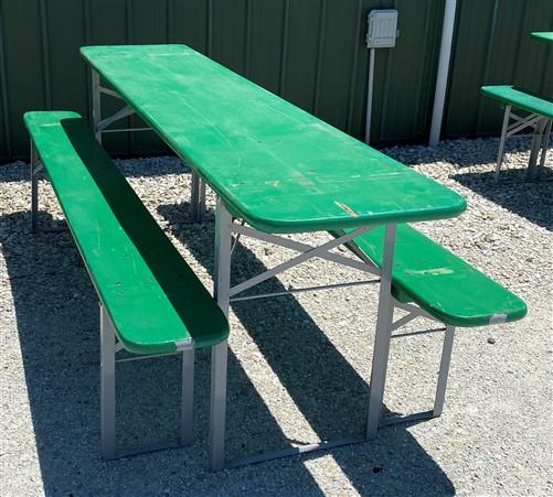 Wood Vintage German Beer Garden Table and Benches, Oktoberfest Picnic Table G50